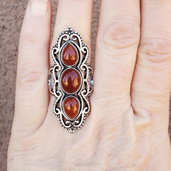 New Amazing Carnelian 925 Silver Statement Ring. - Picture 2 of 16
